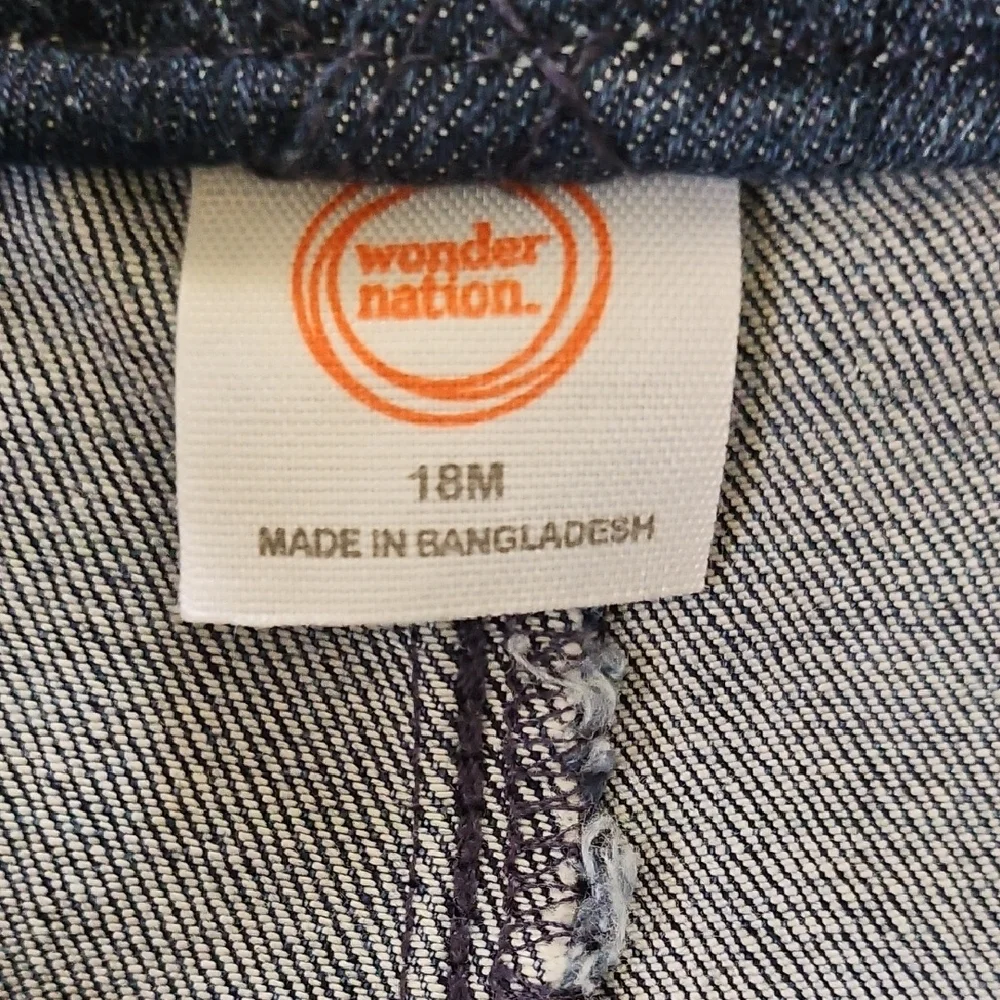 Wonder Nation Kids Denim Bib Overalls- Shorts  18 M. - Picture 3 of 7